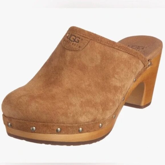 UGG Abbie Tan Suede Clogs, Studded, Sherpa Footbed – Women’s Size 8 - Picture 13 of 14